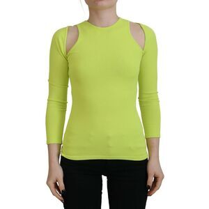 Dsquared² Yellow Green Viscose Open Shoulder Long Sleeves Women's Top